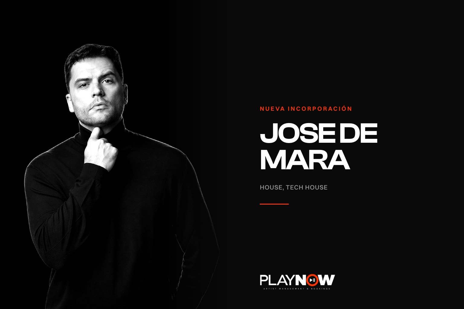 Jose De Mara, DJ y productor de house y tech house, retrato en blanco y negro para PLAYNOW