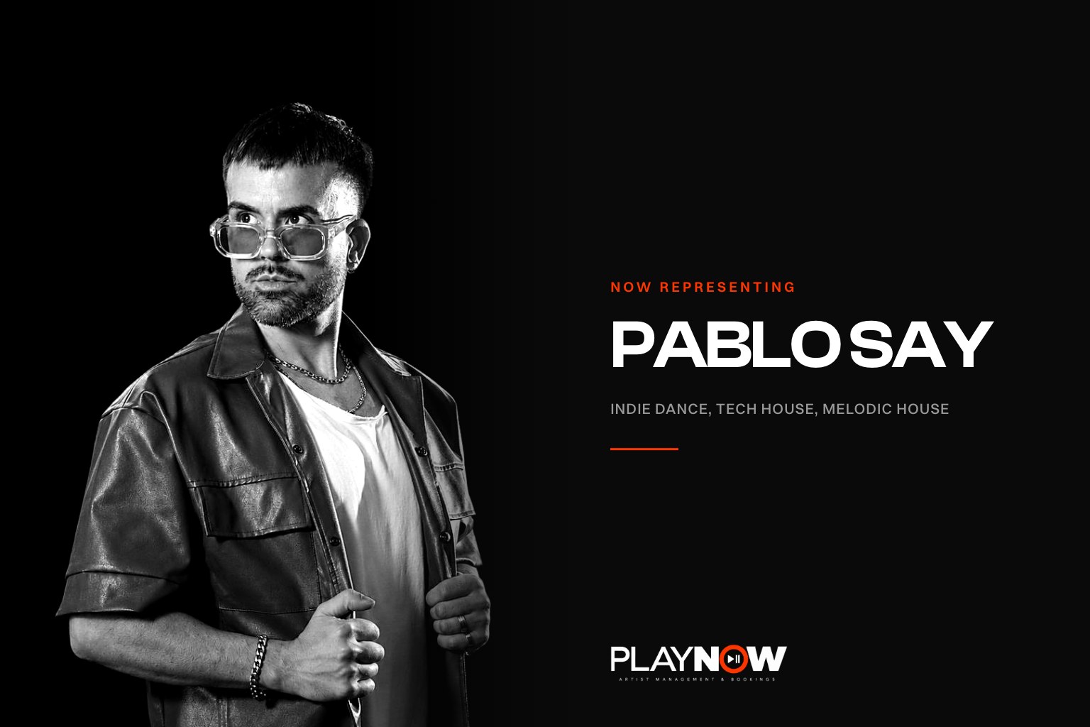 Pablo Say, techno and tech house DJ and producer from Valencia, portrait for PLAYNOW