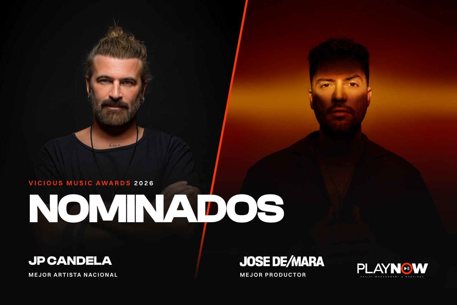 JP Candela y Jose De Mara, nominados a los Vicious Music Awards 2026 · PLAYNOW